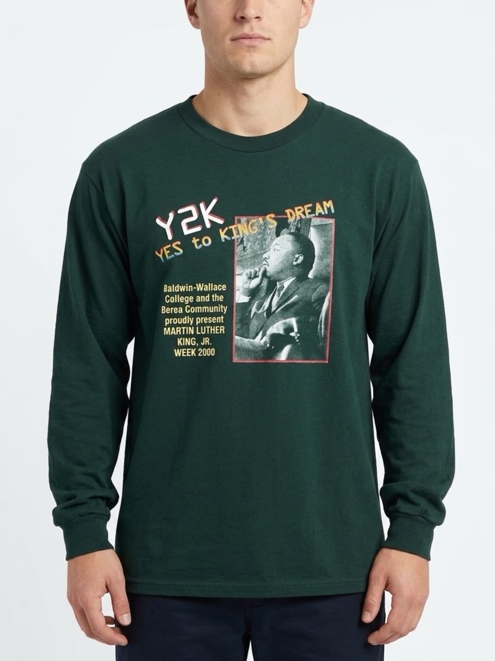 Vintage Y2K Martin Luther King Jr MLK Week 2000 Long Sleeve Shirt XL Green